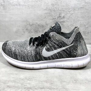 Nike Free RN Flyknit Running Shoes - Women's Size 7 - Oreo Black White